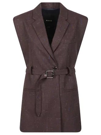 Pinko Nuraqus Tailored Belted Lapel Sleeveless Vest