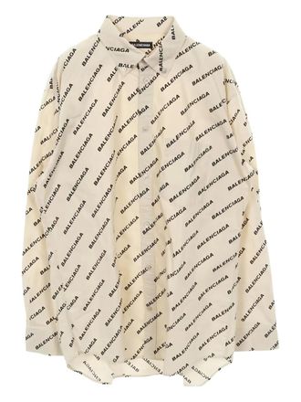 Balenciaga 2010s logo button-down shirt - men - Cotton - 37 - Neutrals