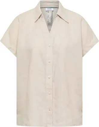 Cecil Blouses & Hemden - Dames - Blouses & Shirts - Beige - Maat: XL Linnen