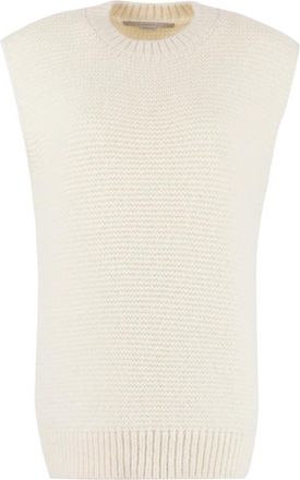 Stella McCartney Zachte Alpaca Blend Trui - Dames - Ronde hals truien - Beige - M - Wol - Truien & Vesten