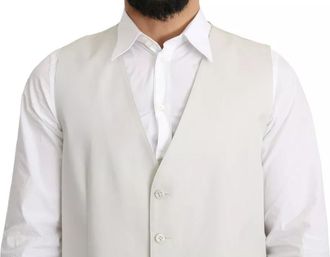 Dolce & Gabbana Off-White Cotton Silk Formal Coat Mens Vest (Pre-Owned)