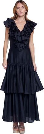 Ciebon Stelanie Flutter Sleeve Tiered Cocktail Dress in Black at Nordstrom, Size X-Small