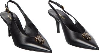 Burberry Monogram Motif Leather Slingback Pump (Authentic Pre-Loved)