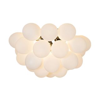 QAZQA Qazqa - Dise&ntilde;o Plaf&oacute;n Art Deco Negro Con Cristal Opalino 6 Luces - Uvas Vidrio /acero Esfera Adecuado Para Led Max. 6 X 28 Watt