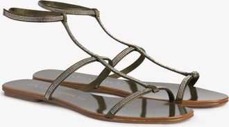 Pedro Garcia Gladiator-style green satin sandal with crystals |Enola | Spring Summer 26 |PEDRO GARCIA