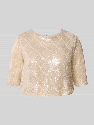 Rinascimento Rinascimento T-Shirt mit Pailletten und 1/2-Arm in Beige, Gr&ouml;&szlig;e XL