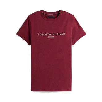 Tommy Hilfiger Tops, Heren, Rood, L, Katoen, Logo Tee Katoen Slim Fit T-Shirt