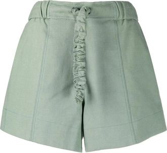 Ganni Groene Casual Katoenen Shorts - Dames - Bermuda - Groen - L - Katoen - Korte Broeken