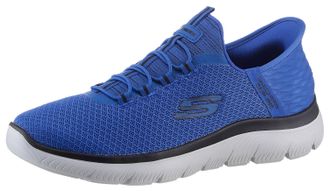 Skechers Slip-On Sneaker SKECHERS SUMMITS-HIGH RANGE, Herren, Gr. 47,5, blau (royalblau), Textil, Schuhe Slip-On Sneaker, Freizeitschuh mit Slip Ins-Fersenpart