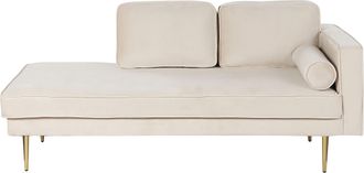 Beliani Beliani - Chaise Longue Tapizado En Terciopelo Beige Dorado Versi&oacute;n Derecha Patas De Metal Dise&ntilde;o Moderno Miramas