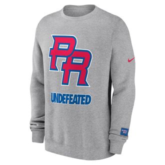 Nike Puerto Rico National Baseball Team 2026 World Baseball Classic Complex Undefeated Nike Mens Pullover Crew in Grey | NKPV06GW8E-TNG