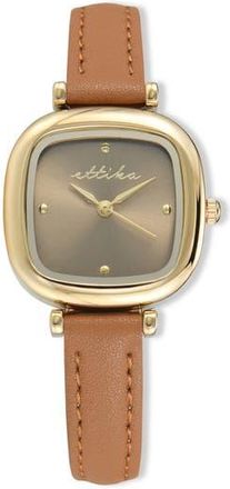 Ettika Square Case Leather Strap Watch in Cognac at Nordstrom Rack