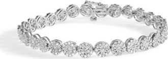 House of Brilliance 14K White Gold 2.00 Cttw Diamond Halo Link Tennis Bracelet at Nordstrom, Size 7