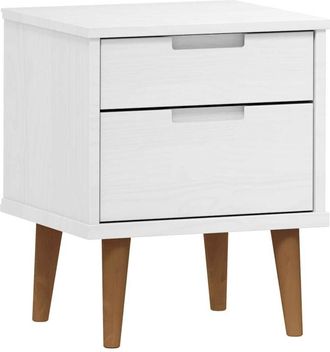 vidaXL Vidaxl - Mesita De Noche Molde Madera Maciza De Pino Blanca 40x35x48 Cm