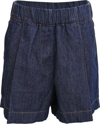 Dries Van Noten Pila Elastic Waistband Shorts In Navy Blue Denim