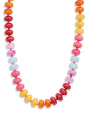 Nordstrom 12mm Beaded Necklace in Pink Multi- Gold at Nordstrom