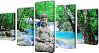 vidaXL Vidaxl - Set Decorativo De Lienzos Para La Pared Modelo Buda, 200 X 100 Cm