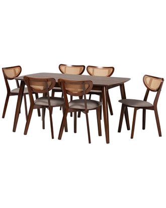 Baxton Studio Dannell Mid-Century Modern 7pc Dining Set