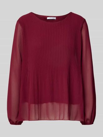 Zabaione Langarmbluse mit Plisseefalten und Rundhalsausschnitt in Bordeaux, Größe L