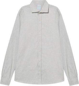 Brooks Brothers Slim Fit Melange Katoen Flanellen Overhemd met Spread Kraag - Heren - Casual Overhemden - Grijs - M - Katoen - Overhemden