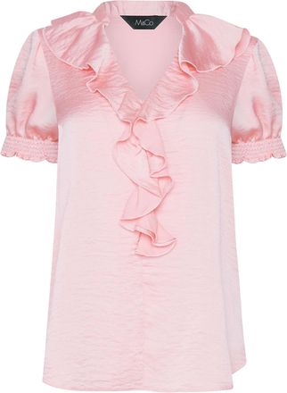 M&Co Womens Pink Frill Satin Blouse - Womens