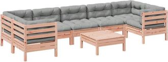vidaXL Set De Sof&aacute;s Jard&iacute;n 8 Pzas Con Cojines Madera De Abeto Douglas Vidaxl
