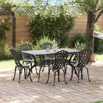 vidaXL Garden Dining Set 7 pcs Black Aluminium vidaXL