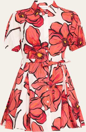 Milly Juni Floral-Print Godet Poplin Mini Dress