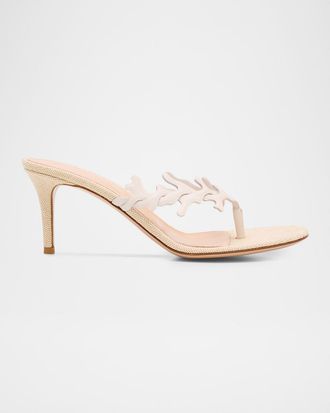 Gianvito Rossi Coral Nappa Leather Slide Thong Sandals