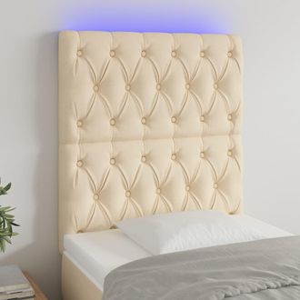 vidaXL Cabecero Con Luces Led Tela Crema 80x7x118/128 Cm Vidaxl