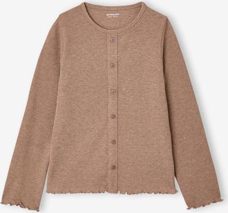 Vertbaudet M&auml;dchen Langarmshirt aus Rippjersey taupe