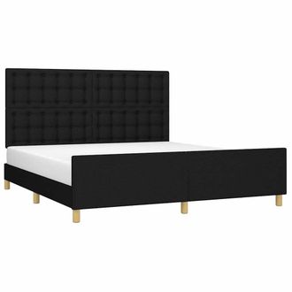 vidaXL Estructura De Cama Con Cabecero De Tela Negro 180x200 Cm Vidaxl
