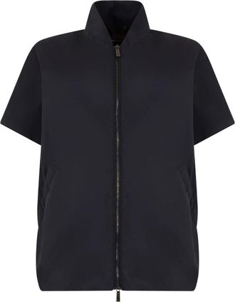 Moorer Dalia Kortmouwige Jas - Dames - Zomerjassen - Blauw - S - Polyester - Jassen