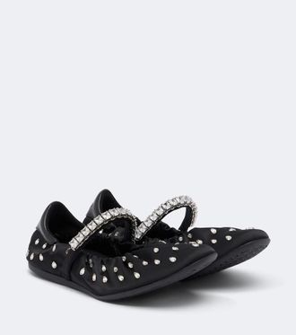 Jimmy Choo London Jade embellished satin ballet flats