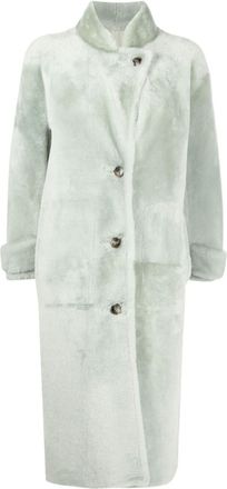 Yves Salomon button-up mid-length coat - women - Lamb Fur - 36 - Green
