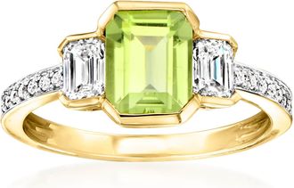 Ross-Simons Peridot Ring With. Lab-Grown Diamonds in 14kt Yellow Gold