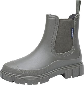 Generic Womens Wellington Boots Ladies Ankle Wide Calf Rains Chelsea Boot Slip-On Waterproof Short Wellies Ladies Rain Boots Outdoors Garden Walking Green Siz