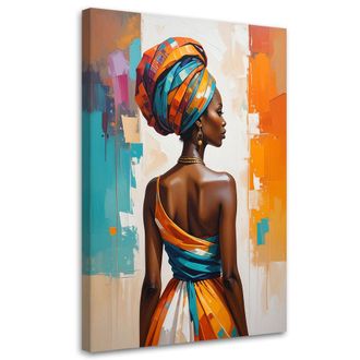 Feeby Cuadro Sobre Lienzo, Mujer Africana Colorida, 80x120