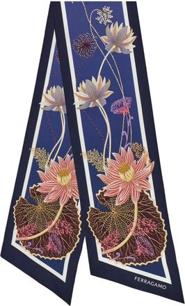 Ferragamo Water Lily printed silk scarf - Blue