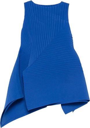 Issey Miyake Mouwloze mini-jurk met plooien - Blauw