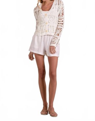 Elan Womens Blake Crochet Cardigan In White