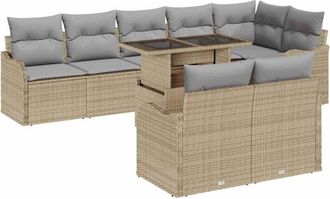 vidaXL Vidaxl - Conjunto De Sof&aacute; De Jard&iacute;n Manual 9 Pcs Beige 100 X 55 X 73 Cm