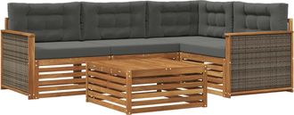vidaXL Conjunto De Sof&aacute;s De Exterior 5 Uds. Natural Y Antracita Vidaxl