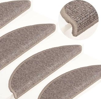 vidaXL Felpudos Para Escaleras (15 Unidades, 56 X 17 X 3 Cm, Beige Oscuro, Semicirculares) Vidaxl