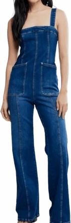 Free People Womens Suns Out Bootcut Erica Jeans Jumpsuit In Blue