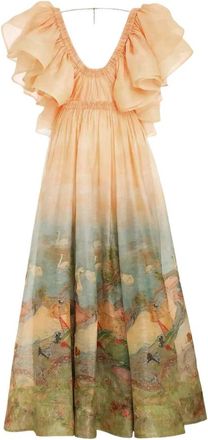 Zimmermann Vestido Lirico con Cuello de Volantes - Dresses - Mujer - Multicolor - S
