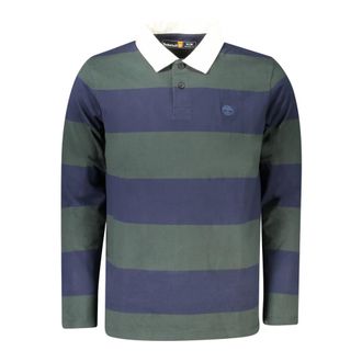 Timberland Polo Shirts, male, Green, Size: S Striped Long-Sleeve Rugby Polo Shirt