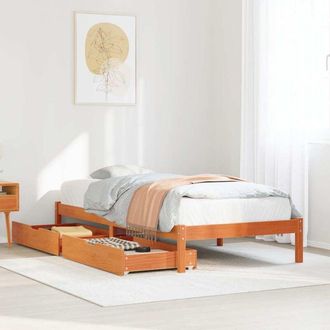 vidaXL Estructura De Cama Sin Colch&oacute;n Madera Maciza Marr&oacute;n 90x190 Cm Vidaxl
