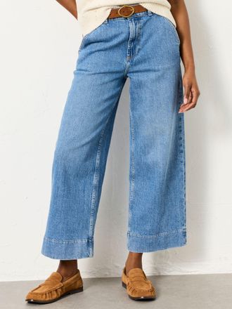 Fat Face FatFace Hove Bright Blue Wide Leg Crop Jeans