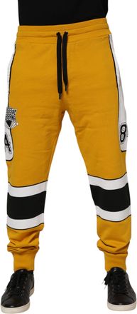 Dolce & Gabbana Yellow Cotton Logo Jogger SweatMens Mens Pants (Pre-Owned)